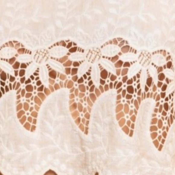 POL - Peach Crochet Embroidered Linen Crop Top Size MED (NWT) - Picture 4 of 5